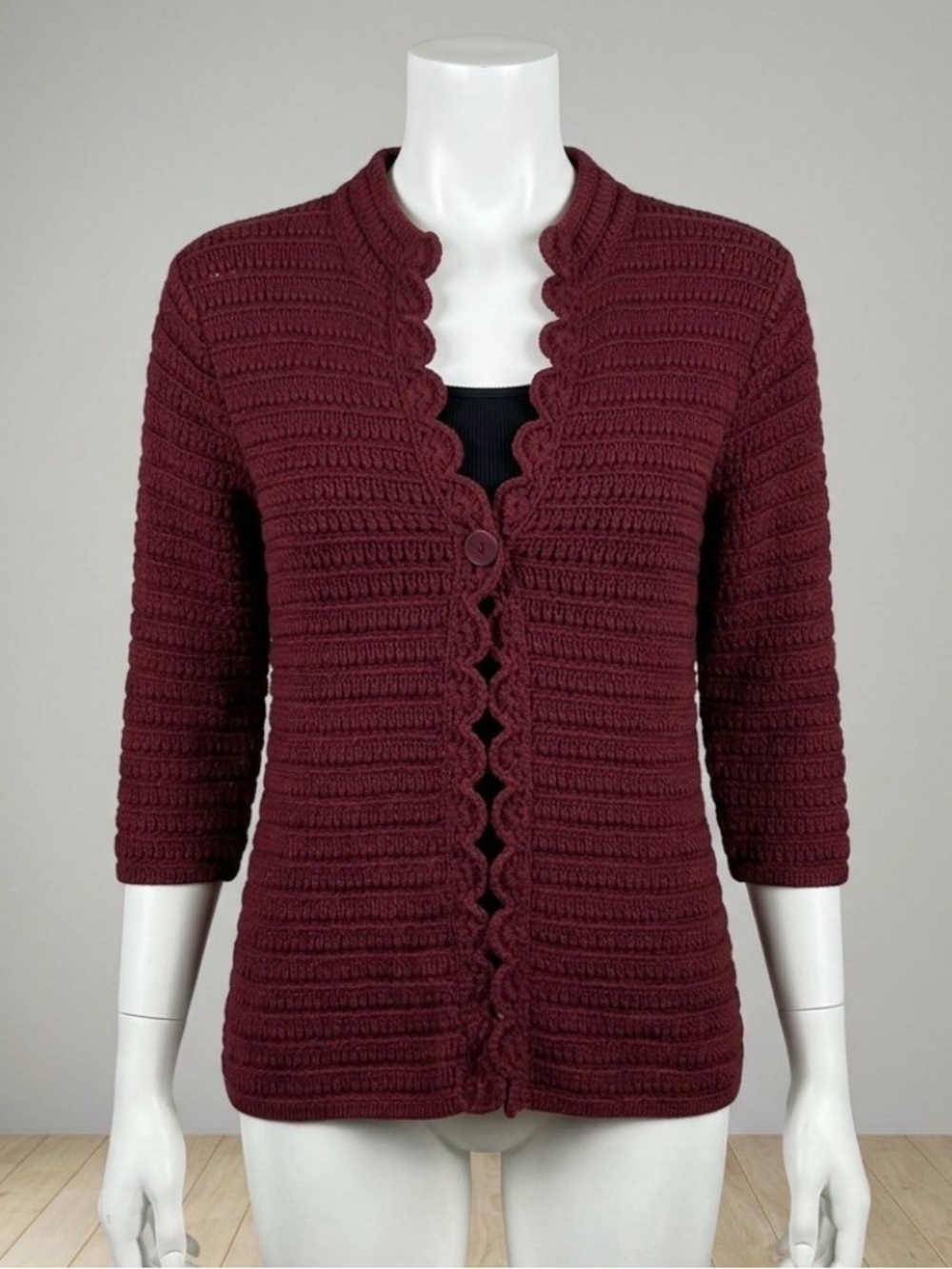 Classic Knit Women's Cardigan Sweater - Burgundy